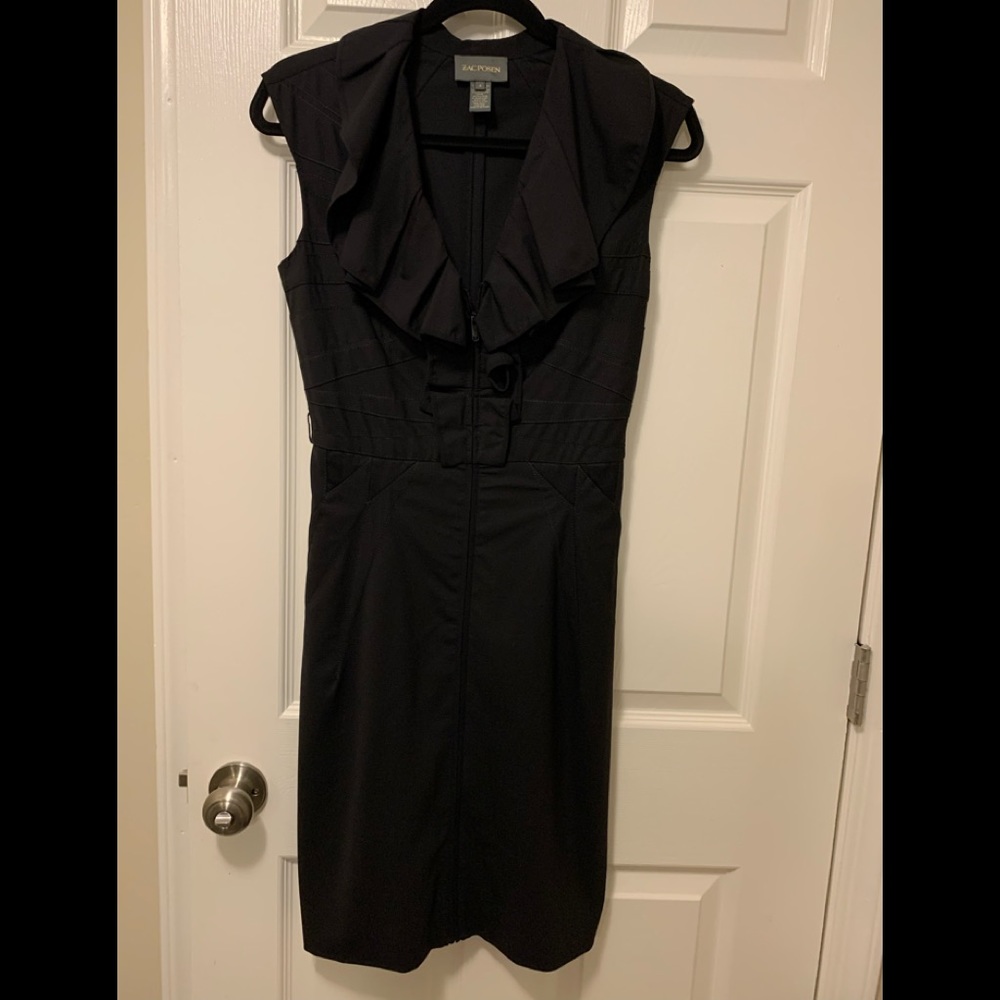 ZACPOSEN Black V-Neck Ruffles Dress— BNWOT